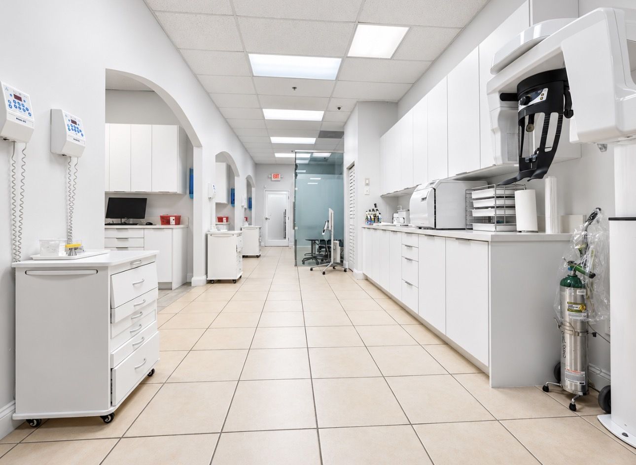 The clinical hallway with digital imaging equipment